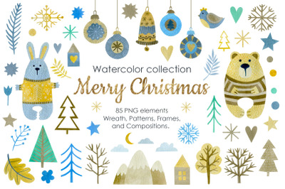 Watercolor Merry Christmas Collection.