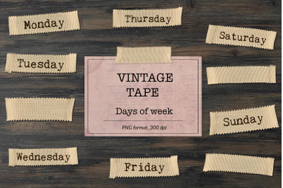 Days of the Week, Vintage Tape Clipart