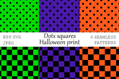 Dots pattern. Sguares pattern. Halloween print. Dots SVG