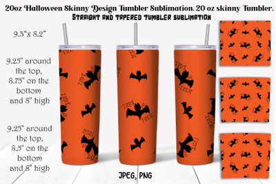 20oz Halloween Skinny Design Tumbler Sublimation. 20 oz skinny Tumbler