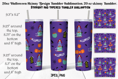 20oz Halloween Skinny Design Tumbler Sublimation. 20 oz skinny Tumbler