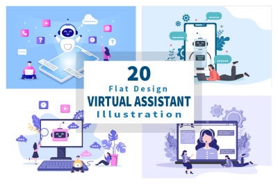 20 Robot Virtual Assistance or Chatbot Vector