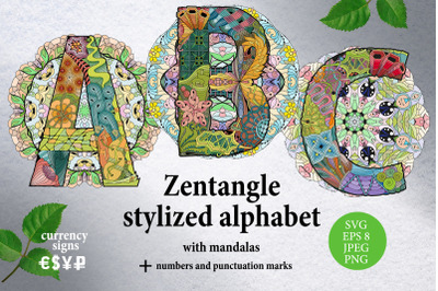 Show More Zentangle alphabet with mandalas
