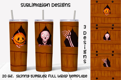 Pumpkin and skeleton tumbler sublimation designs