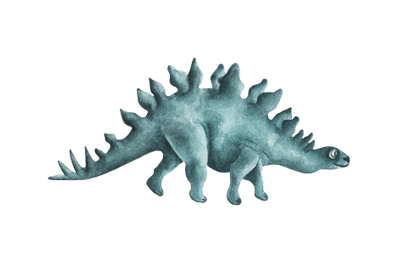 Stegosaurus watercolor illustration. Dinosaur. Dino baby.