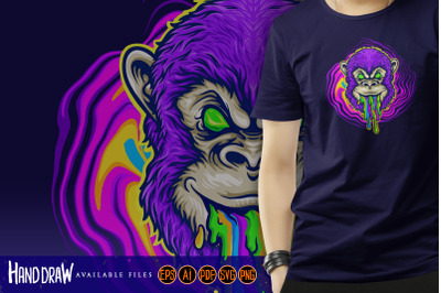 Monkey Trippy Psychedelic Mascot