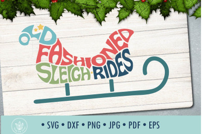 Christmas old fashioned sleigh rides svg cut file
