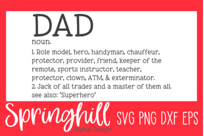 Dad Definition SVG PNG DXF &amp; EPS Design Cutting Files