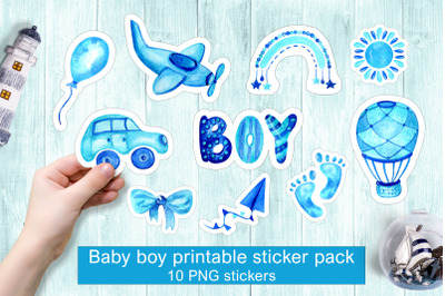 Baby shower sticker pack Baby boy printable stickers PNG