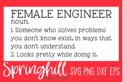Female Engineer Definition SVG PNG DXF &amp; EPS Cutting Files