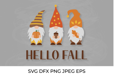 Hello Fall. Cute cartoon autumn gnomes.