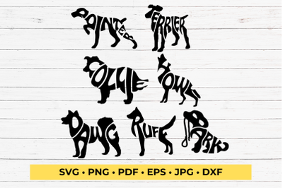 7 Dogs typography bundle SVG cut files