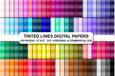 100 Tinted horizontal lines digital papers Stripes paper