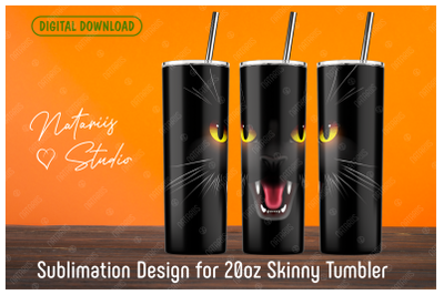 Black Cat sublimation design - 20oz SKINNY TUMBLER