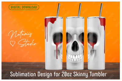 Skull sublimation design - 20oz SKINNY TUMBLER