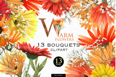 Warm flowers. Bouquets clipart, Part 1