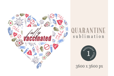 Fully vaccinated heart sublimation files- 2 png clipart