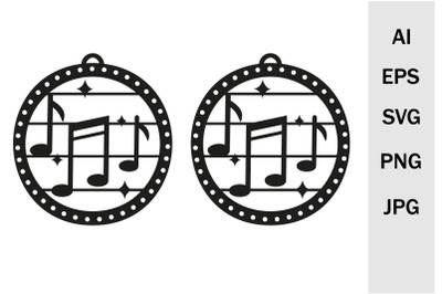 Earrings and pendants music, svg template