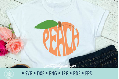 Peach SVG cut file typography design