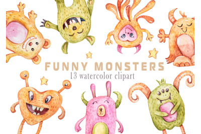 Watercolor Halloween monsters clipart &2F; illustration-13 png