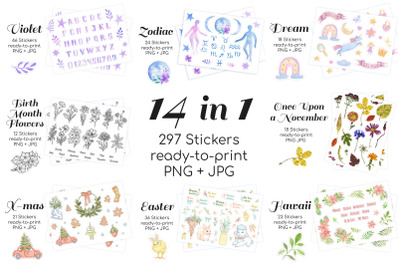297 Print and Cut Stickers Bundle 14 Bestsellers in 1