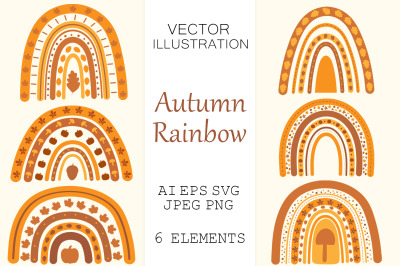 Autumn rainbow. Rainbow SVG. Leaves rainbow. Pumpkin rainbow