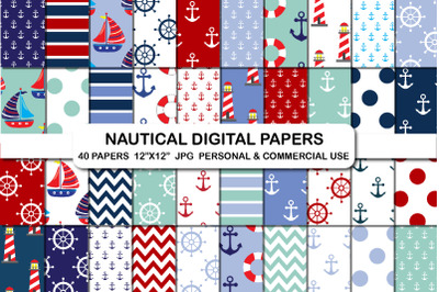 Nautical digital paper pack Sailing ahoy anchor papers pack