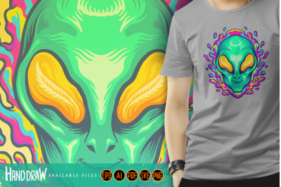 Head Alien Smile Trippy Illustrations