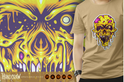 Head Yellow Zombie Horror Illustrations