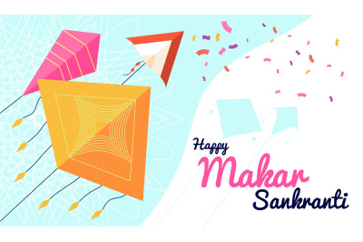 Makar sankranti banner. Festival promotional poster, happy celebration