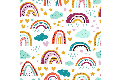 Scandinavian rainbow pattern. Seamless print&2C; pastel baby nursery wall