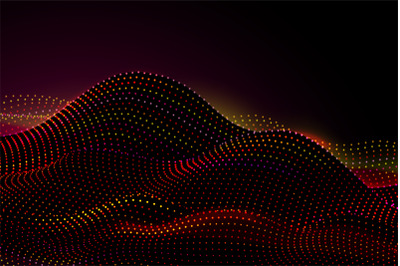 Dots digital landscape. Abstract technology sound wave, data science p