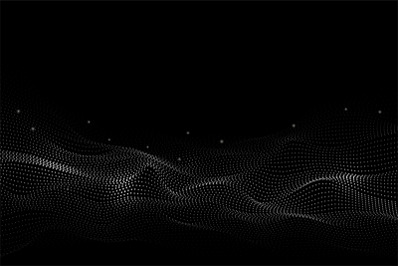 Wireframe dots landscape. Dotted abstract concept, technology halftone