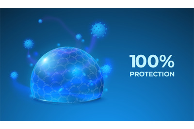 Transparent shield. Abstract protect sphere, safety global energy fiel