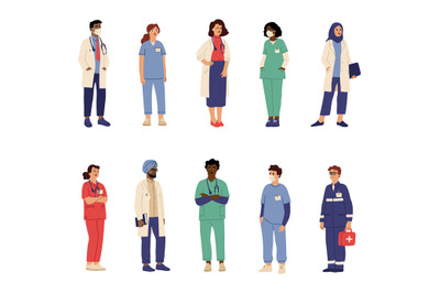 Doctor nurse characters. Health professionals&2C; isolated medical hospit