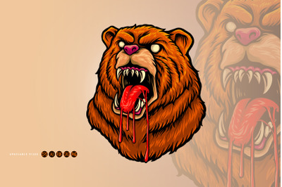 Bloody Bear Angry Face Illustrations