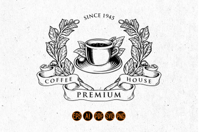 Plant Frame Coffee Logo Silhouette