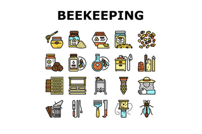 Beekeeping Profession Occupation Icons Set Vector