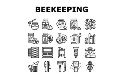 Beekeeping Profession Occupation Icons Set Vector