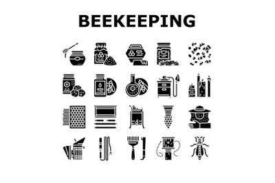 Beekeeping Profession Occupation Icons Set Vector