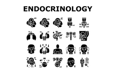 Endocrinology Medical Disease Icons Set Vector