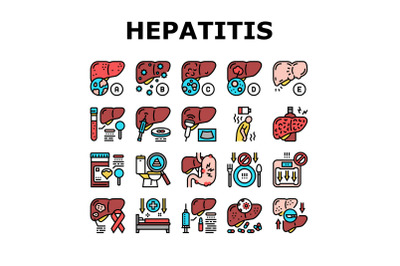 Hepatitis Liver Health Problem Icons Set Vector