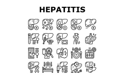 Hepatitis Liver Health Problem Icons Set Vector