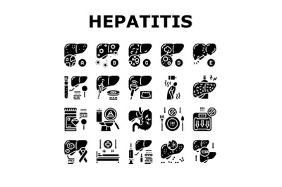 Hepatitis Liver Health Problem Icons Set Vector