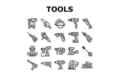 Tools For Building And Repair Icons Set Vector