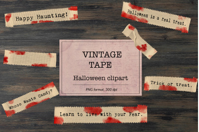 Halloween Sayings, Vintage Tape Clipart