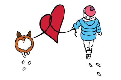 Corgi Love: greeting card template in PDF format. Funny illustration of love between a pet and a dog owner