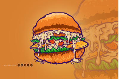 Hamburger Fastfood Cartoon Style