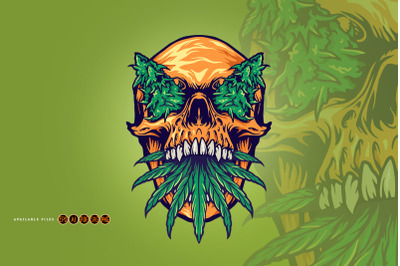 Head Skull With Kush Illustrations