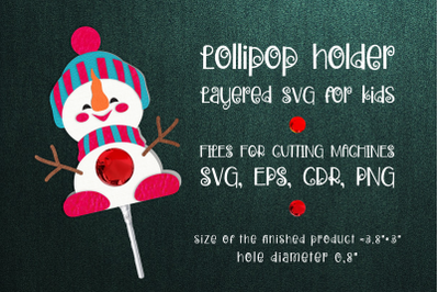 Snowman Lollipop Holder Template SVG